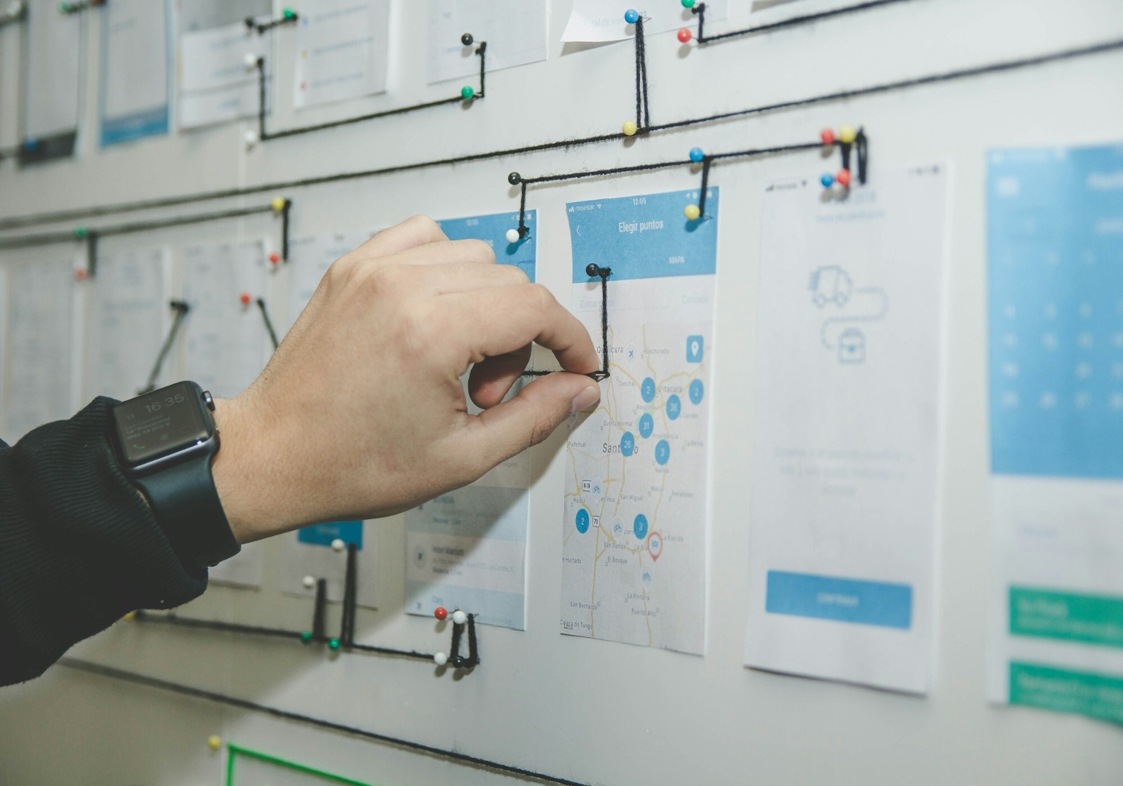 Planning journey maps on a project wall